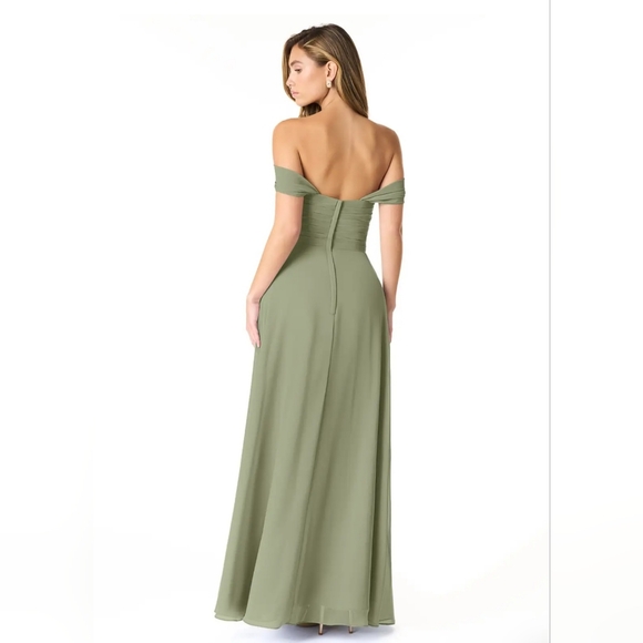 Azazie Kaitlynn Matcha Empire Ruched Chiffon Convertible Dress, Pistachio A8 - Picture 7 of 11